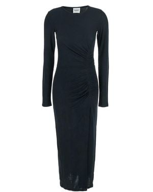 Isabel Marant 'Jelina' Midi Dress With Round Neck And Ruched Det - Blue