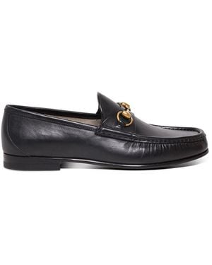 Gucci Mocassini con dettaglio morsetto in pelle nera uomo - Bianco