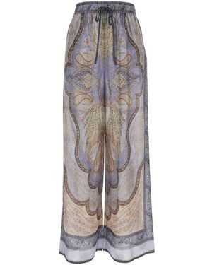 Zimmermann 'Wanderlust' Pants With Elastic Drawstring Waist And All-.Over Print - Gray