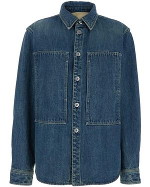 Jil Sander Camicia Con Colletto Classico E Patch Logo Sul Retro - Blu