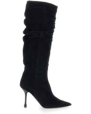 Le Plain Suede Knee-High Boots - Black