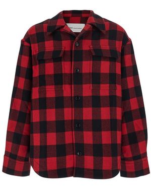 Ami Paris Cotton Overshirt With Bell Collar And Long Sleeves For M - Red