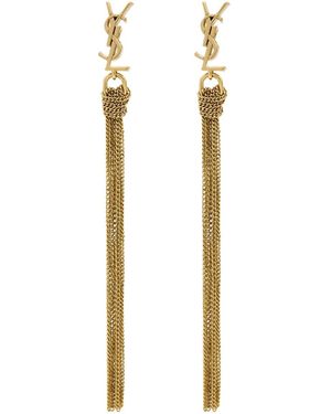 Saint Laurent Earings With Tassels And Cassandre Stud - White