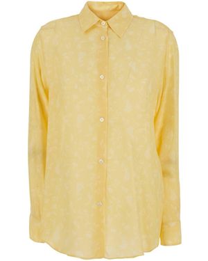Grifoni Shirt With Classic Collar And Long Sleeves - Yellow