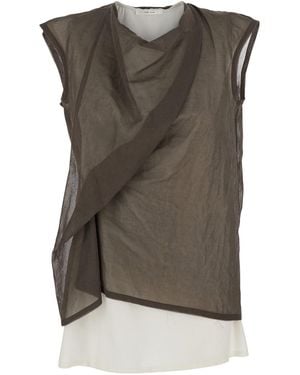 The Row 'Inawa' Sleeveless Top With Layered And Semi Sheer Desig - Gray
