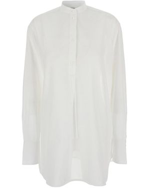 TOTEME Cotton Shirt With Stand-Up Collar - White