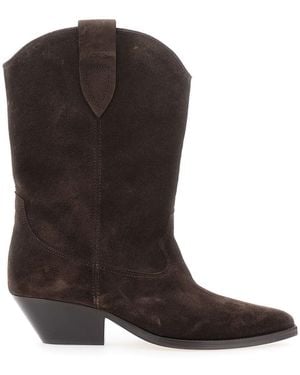Isabel Marant 'Duerto' Ankle Boots With Low Block Heel - Brown