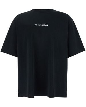Maison Kitsuné T-Shirt Con Logo Lettering Stampato Sul Fronte - Nero