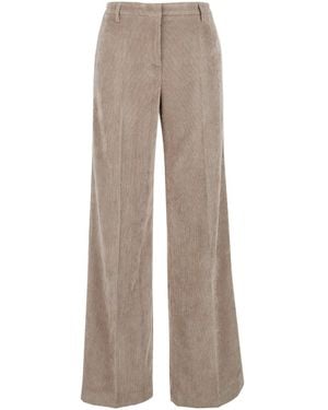 Le Plain Corduroy Pants With Pockets And Straight Hems For - Gray