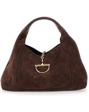Gucci Shoulder Bag 'Softbit Large' With Horsebit Closure - Brown
