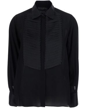 Antonelli Camicia 'Anice' Con Colletto Classico E Inserti Plissettati - Nero