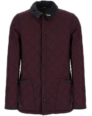 Barbour Quilted Jacket With Velvet Edges And Collar - Purple