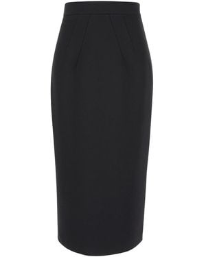 Plain Midi Pencil Skirt - Black