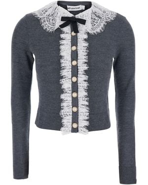 Self-Portrait Cardigan Con Collo - Blu
