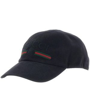 Gucci Fake' Hat With Embroidered Logo On The Front - Blue