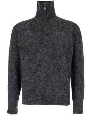 Tonywack High Neck Swater With Zip - Grey