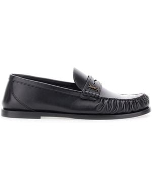 Saint Laurent 'Laurent' Loafers With Cassandre Plaque - White