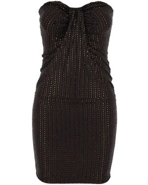 VENUJA Crystal Strapless Mini Dress With Elegant Details And Tech Fabr - Black