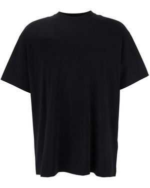 Givenchy T-Shirt Girocollo Con Logo Goffrato Sul Fronte - Nero