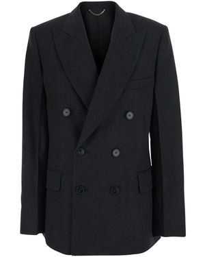 Victoria Beckham Beatrice Jacket With Notched Revers Collar And Long Sleeves - Black
