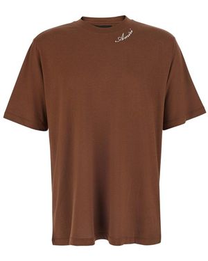 Amiri T-Shirt With Logo Detail On The Front - Brown