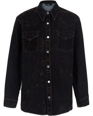 Amiri Denim Shirt With Patches And Classic Collar - Blue