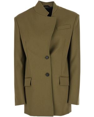The Attico Jacket With Asymmetric Closure On The Front - Green