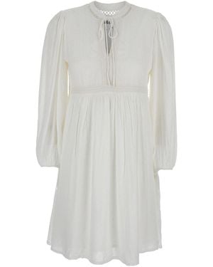 Ba&sh Crewneck Mini Dress With Front Knot - White