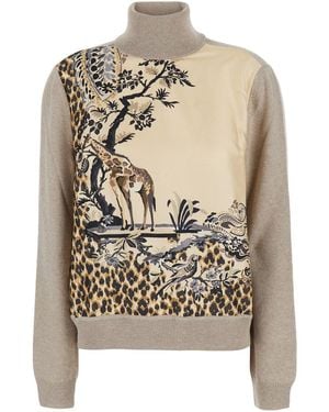 Etro High-Neck Sweater With Front Print - White