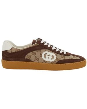 Gucci 'G74' Low Top Sneakers With Interlocking G - Brown