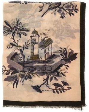 Etro Bohème Scarf With Fabric Details - Natural