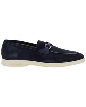 Ferragamo 'Cosimo' Loafers With Metallic Hooks On The Front - Blue