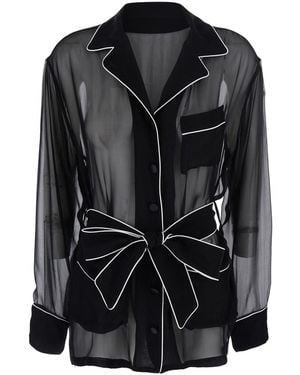 Dolce & Gabbana 'Vanity Chiffon Tunic' Shirt With Chiffon Detail - Black