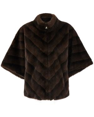 Le Plain Short Cape With Elegant Details And Soft Fabric - Black