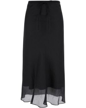 スカート Dunst Black Double-Layer Long Skirt in Viscose Blend Woman Dunst Black Double-layer Long Skirt In Viscose Blend Woman