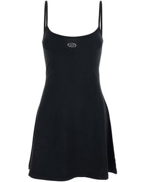 DIESEL Dress With Thin Straps And D-Logo Plaque On The Front - Black