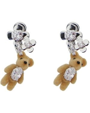 YVMIN Earings With Bear Detail And Flower Design - Metallic