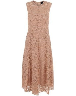 Le Plain Long Dress With All-Over Lace Detail - Natural