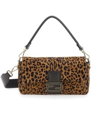 Fendi Borsa A Spalla 'Baguette Media' Con Dettagli Con Impunture E Mot - Metallizzato