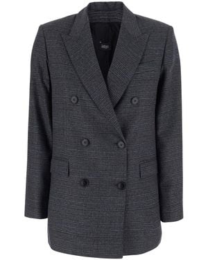 Le Plain Double-Breasted Blazer With Tech Fabric Details - Black