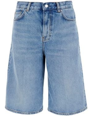 TOTEME Knee-Length Shorts With Logo Patch On The Back And F - Blue