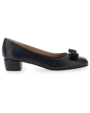 Ferragamo 'Vara' Pumps With Low Block Heel And Logo Plaque On The Front - Multicolor