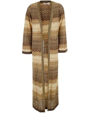 MC2 Saint Barth 'Amalia' Long Dress With All-Over Pattern P - Natural