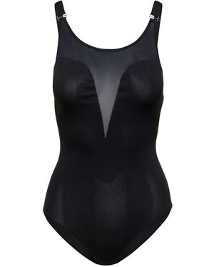 Alexander McQueen Silk-Blend Mesh Backless Bodysuit - Black