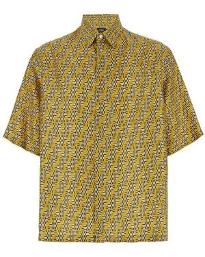 Fendi Ff Labyrinth Silk Shirt - Yellow