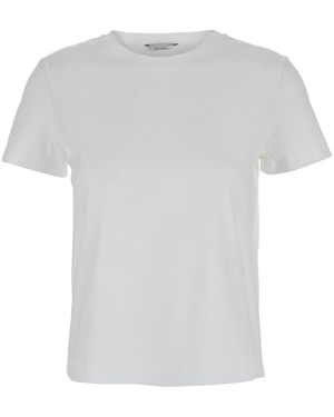 Max Mara Crewneck T-Shirt With Tonal Logo Cotton T-Shirts & Jerseys - White