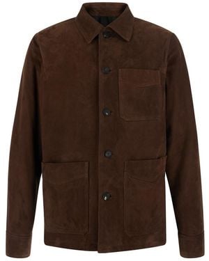 Tagliatore Jacket With Classic Collar And Three Patch Pockets On - Brown