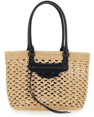 Balenciaga Tote Bag 'Le City Basket M Raffia' With Raffia Handle - Natural