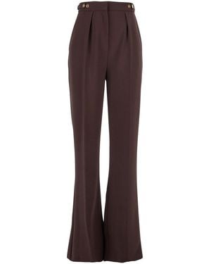 Elisabetta Franchi Trousers With Jewel Button Details - Brown