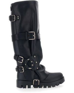 Dolce & Gabbana Ankle Boots With Adjustable Buckle Straps And Lo - Black